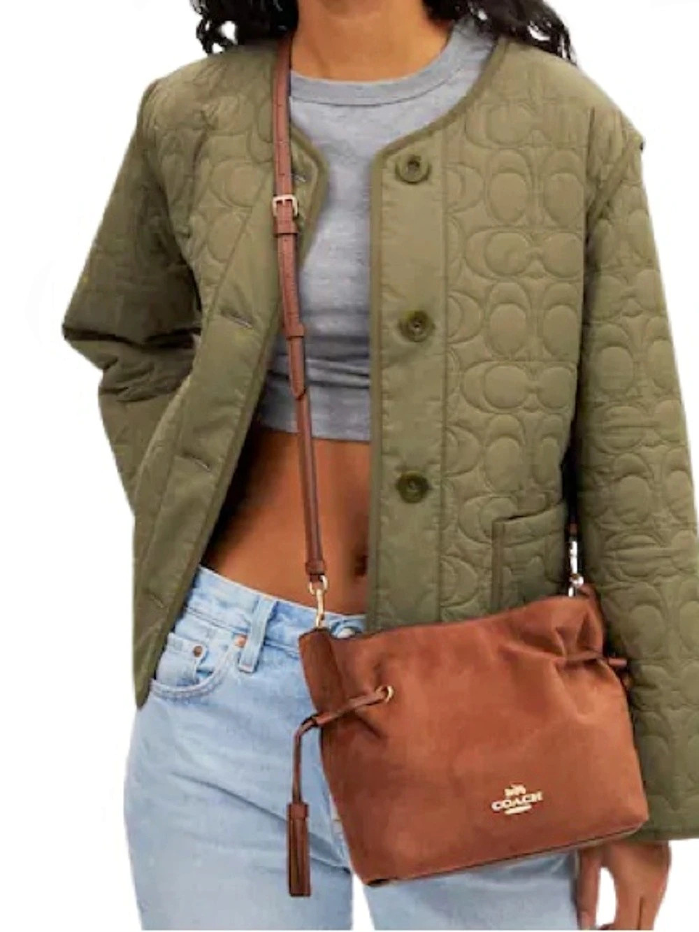 Coach Andy Brown Suede Crossbody Bag